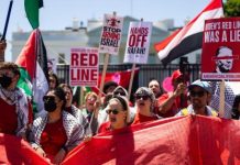 Cientos personas protestan ante Casa Blanca por su apoyo a Israel